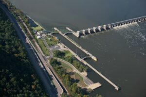 Lock and dam on the Mississippi River