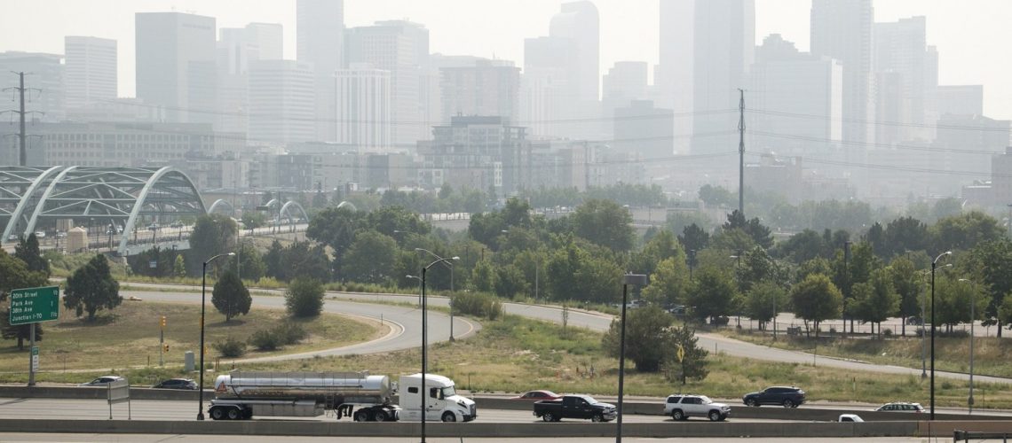 A visibly polluted day in Denver on Aug 20, 2018. Credit: CPR