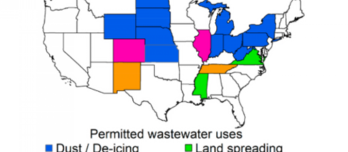 Map of states color coded for what waste water can be used for