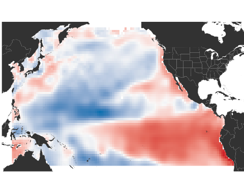 Pacific Ocean surface temperature pattern from El Niño