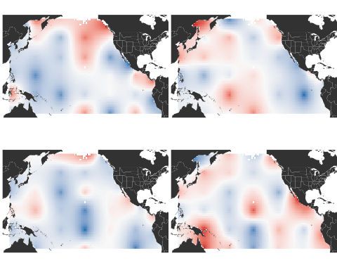 Four Pacific Ocean temperature patterns