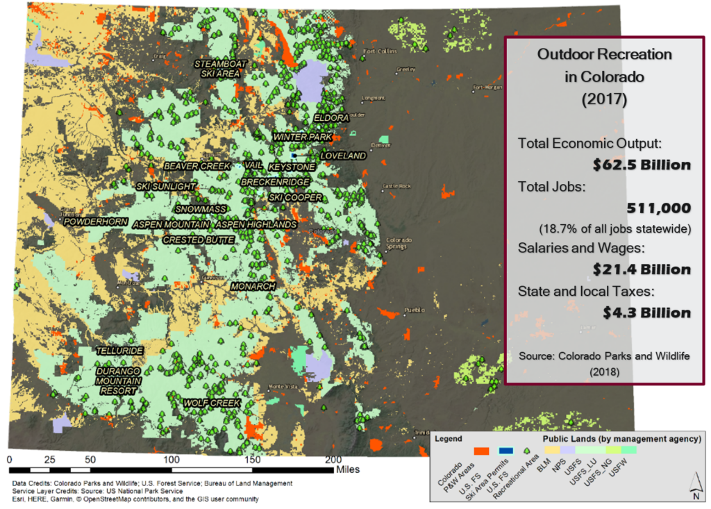 Map of Colorado Outdoor Recreation in 2017