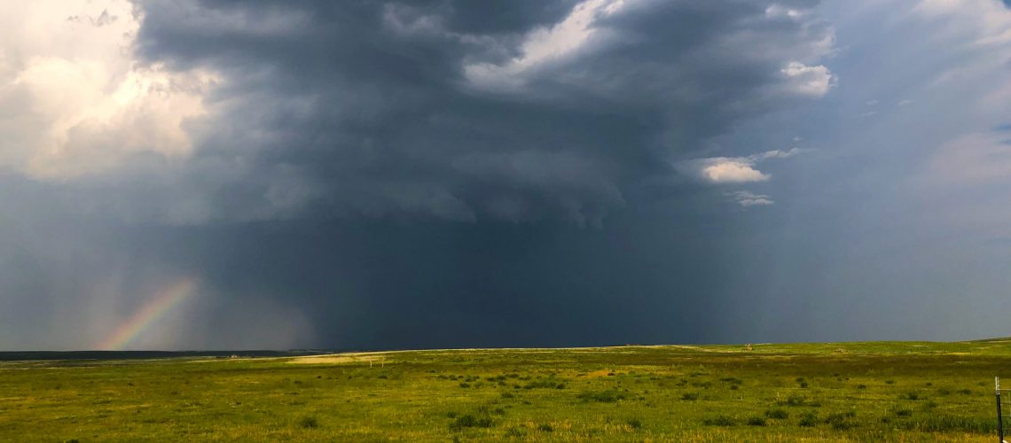 A storm in the distance across the grassland. From the USDA-ARS Central Plains Experimental Range shortgrass steppe in Nunn, Colorado.