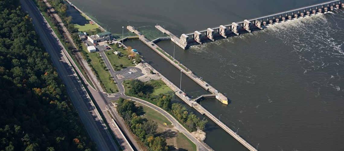 Lock and dam on the Mississippi River