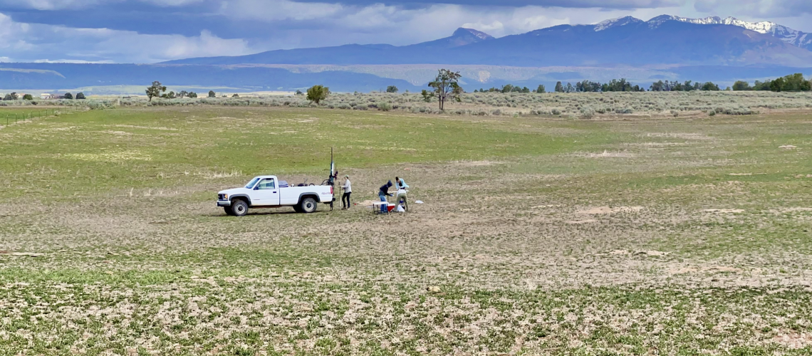 Sampling for soil health study on degraded dryland landscape. Photo Credit: Lexi Firth